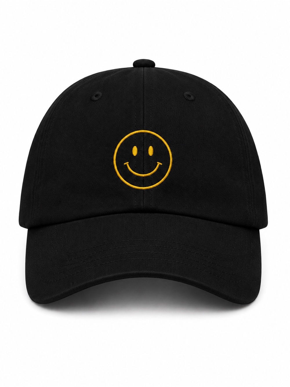 🙂Black Smiley Face Embroidered Dad Hat Happy Aesthetic Trendy Unisex Cap Minimal